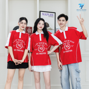 Mẫu Áo Lớp Linkup Đỏ Tươi Chất Liệu Cotton 100%